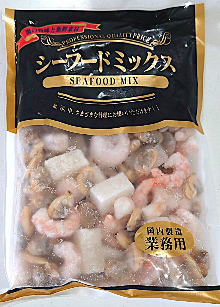 業務スーパー 冷凍 シーフードミックス パッケージ表