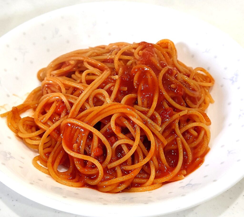 業務スーパー レトルト 大盛りナポリタン 調理例