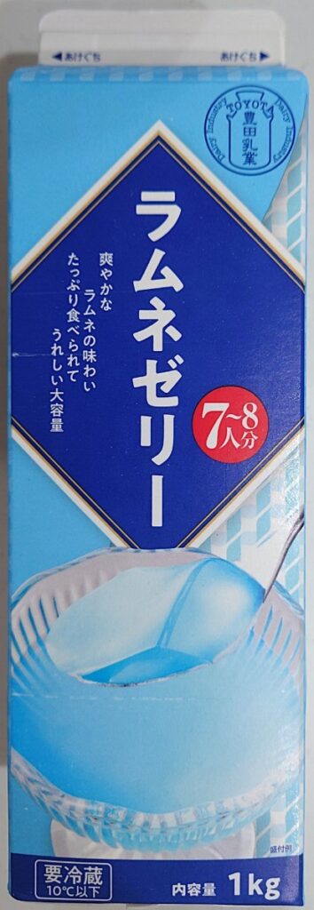 業務スーパー 牛乳パックスイーツ ラムネゼリー パッケージ表・裏(ほぼ共通)